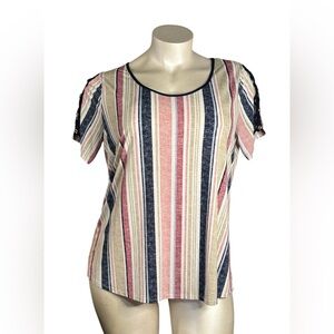NAÏF Striped Open Weave Sleeves Top